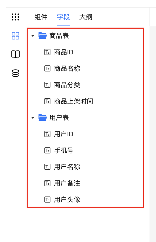 字段列表